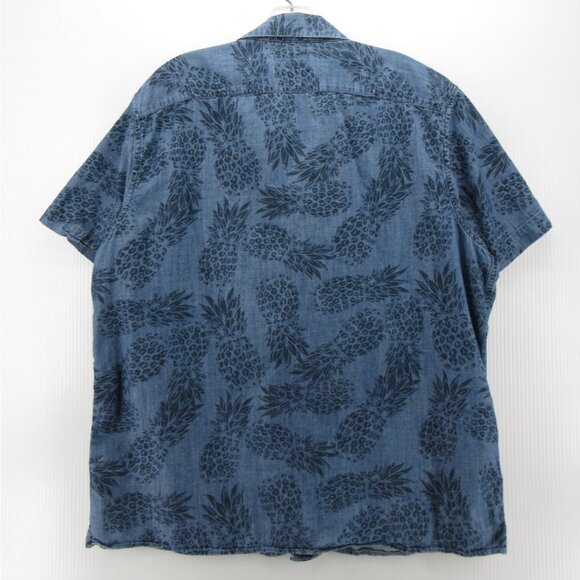 Banana Republic Shirt XL Chambray Hawaiian Loop Collar Slim Pineapple - Picture 7 of 10